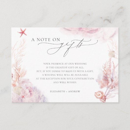 Hinweis zu Geschenken Unterwasser Hochzeit wünsche Begleitkarte (Vorderseite)