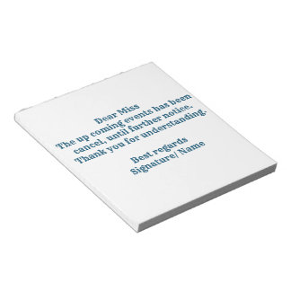 HINWEIS ZUR ANKÜNDIGUNG DES Abschlusses. NOTIZBLOC Notizblock