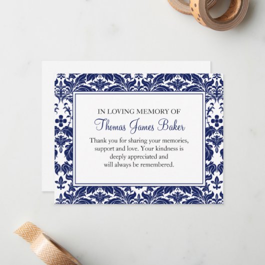 Hinweis zur beschädigten Begräbniskarte als Flachb Mitteilungskarte (Vorderseite/Rückseite Beispiel)