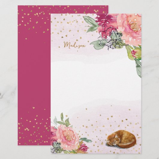 Hinweis zur Katze Briefpapier (Vorne/Hinten)