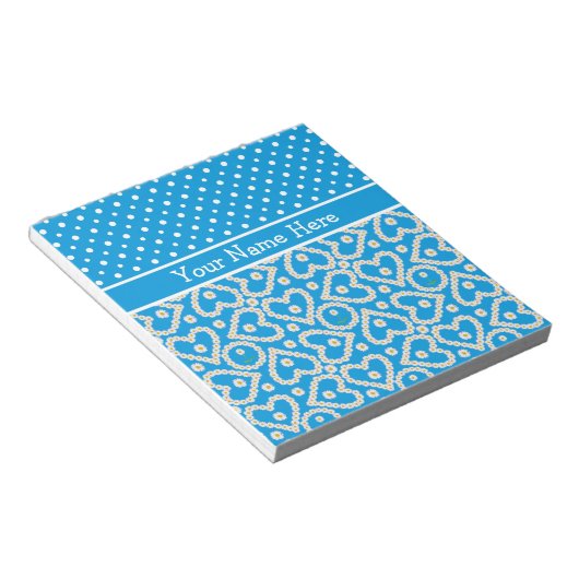 Hinweis zur Personalisierung: Polkas, Daisis, Blau Notizblock (angewinkelt)