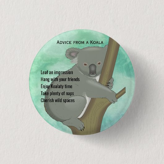 Hinweise aus einem Koala-Design-Button Button (Vorderseite)