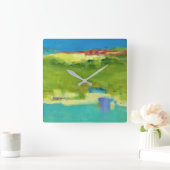 Hinweise für Abstrakte grüne Kunst Quadratische Wanduhr (Zuhause)