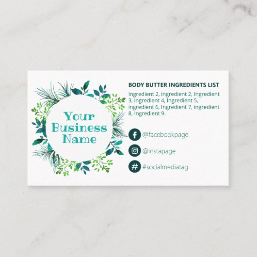 Hinweise für Aquamarine Folienstoffe Visitenkarte (Vorderseite)