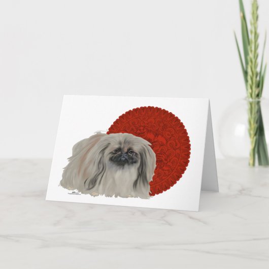 Hinweise für Pekingese Feiertagskarte (Vorderseite)