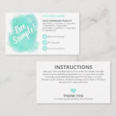 Hinweise für wasserfreie Probenzusätze Visitenkarte (Vorne/Hinten)