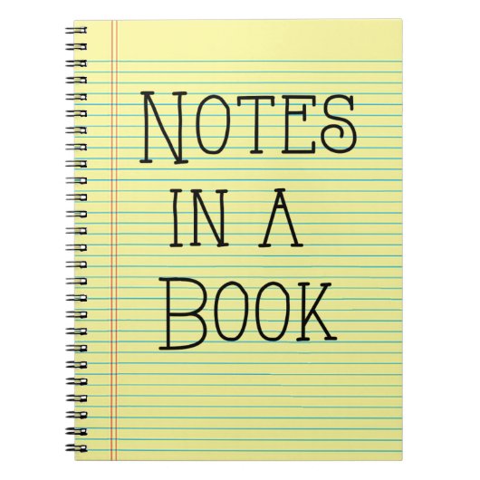 Hinweise in einem Buch, gelbe Notizblöcke, Spiralf Notizblock (Vorderseite)