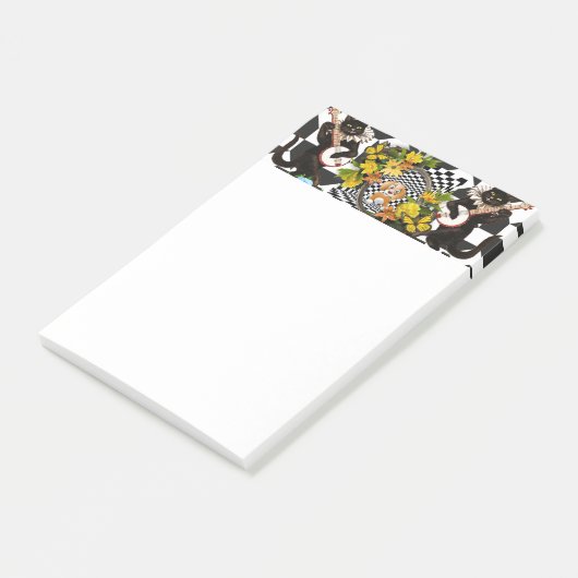 Hinweise Meow Cat Floral Hund Post-it Klebezettel (angewinkelt)