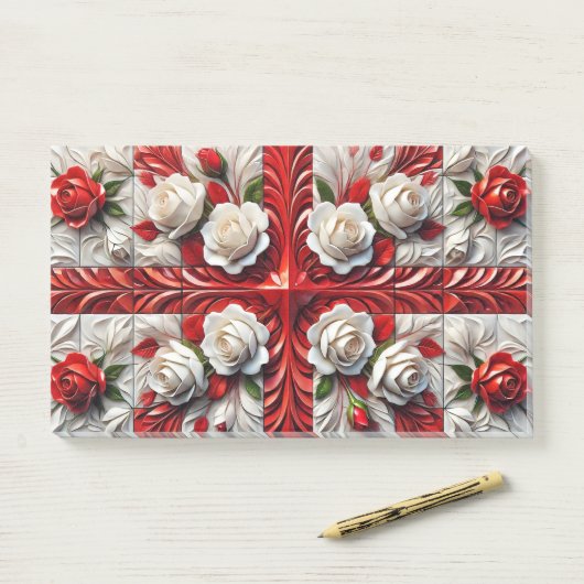 Hinweise mit englischer Rose Post-it Klebezettel (Auf Schreibtisch)