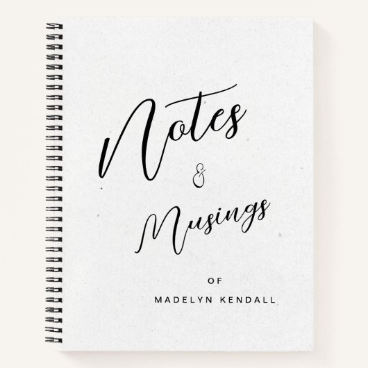 Hinweise & Muskeln Moderne Script Monogram White Notizblock (Vorderseite)