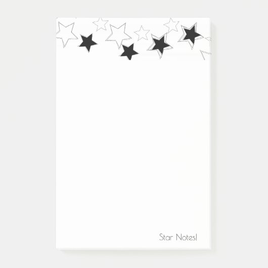 Hinweise Schwarz-Weiß-Stars Post-it Klebezettel (Vorderseite)