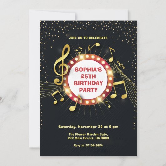 Hinweise und Clef Birthday Einladung (Vorderseite)