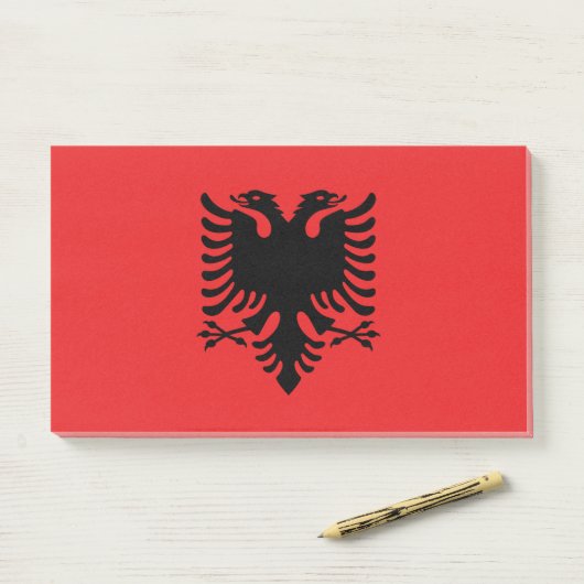 Hinweise unter der Flagge Albaniens Post-it Klebezettel (Auf Schreibtisch)