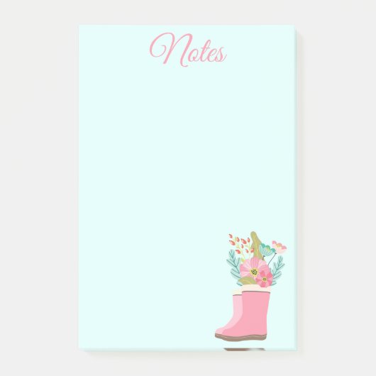 Hinweise zu Regenbooten und Blume Post-it Klebezettel (Vorderseite)