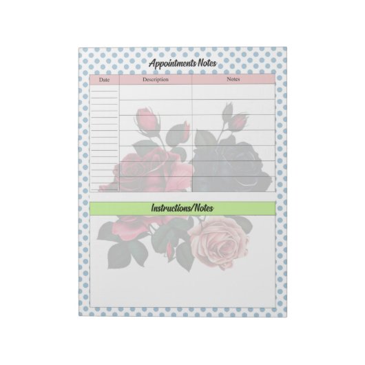Hinweise zu rosa und blauen Rose Notizblock (Rotiert)