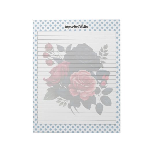 Hinweise zu rosa und blauen Rose Notizblock (Rotiert)