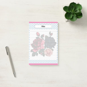 Hinweise zu rosa und blauen Rose Post-it Klebezettel