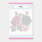 Hinweise zu rosa und blauen Rose Post-it Klebezettel (Vorderseite)