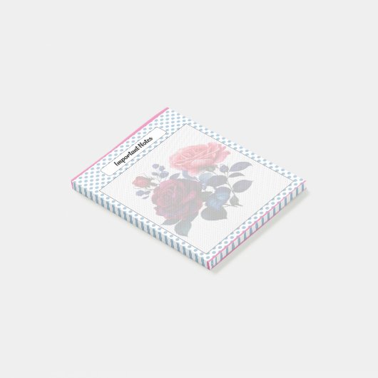 Hinweise zu rosa und blauen Rose Post-it Klebezettel (angewinkelt)