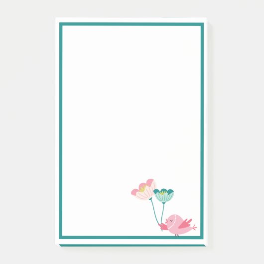 Hinweise zu Vögeln und Blume Post-it Klebezettel (Vorderseite)