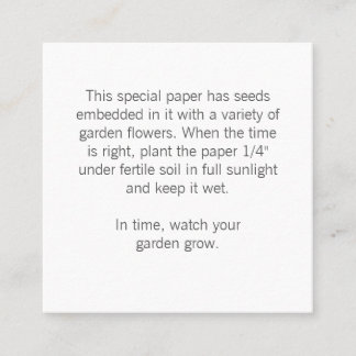 Hinweise zum Geschenk-Tag Quadratische Visitenkarte