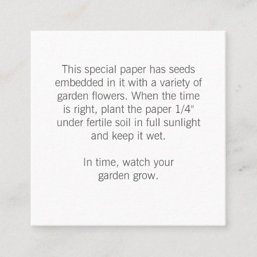 Hinweise zum Geschenk-Tag Quadratische Visitenkarte (Vorderseite)