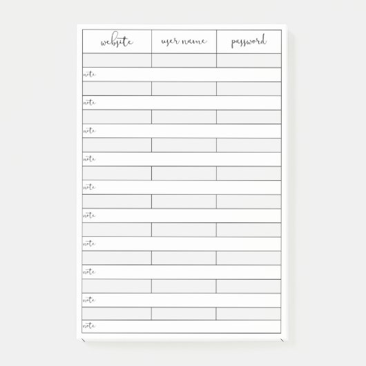 Hinweise zur Erinnerung von Kennwörtern Post-it Klebezettel (Vorderseite)