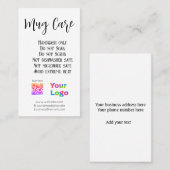 Hinweise zur Pflege von Tasse fügen Firmennamen hi Visitenkarte (Vorne/Hinten)