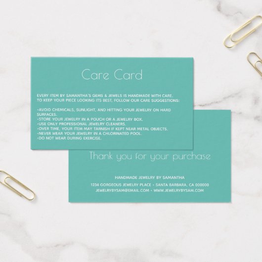 Hinweise zur Schmuckkarte mit Logo Aquamarin (Büro)
