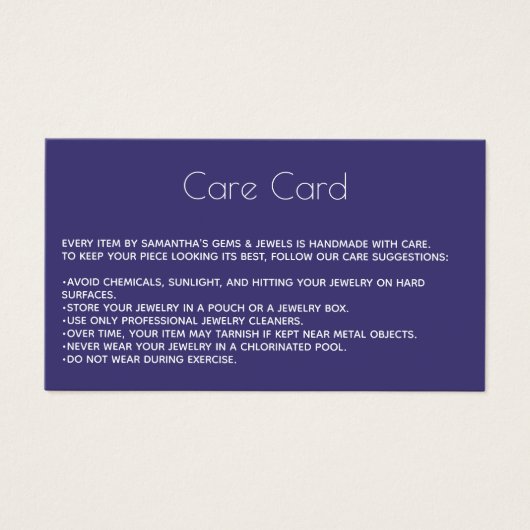 Hinweise zur Schmuckkarte mit Logo Lila (Vorderseite)