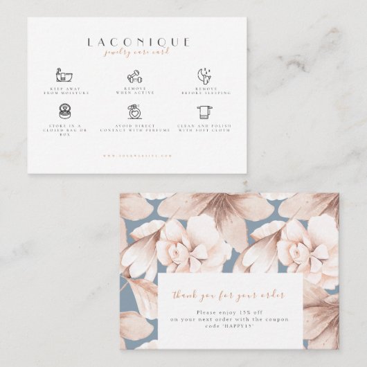 Hinweise zur Schmuckpflege | BLUME  Visitenkarte (Vorne/Hinten)