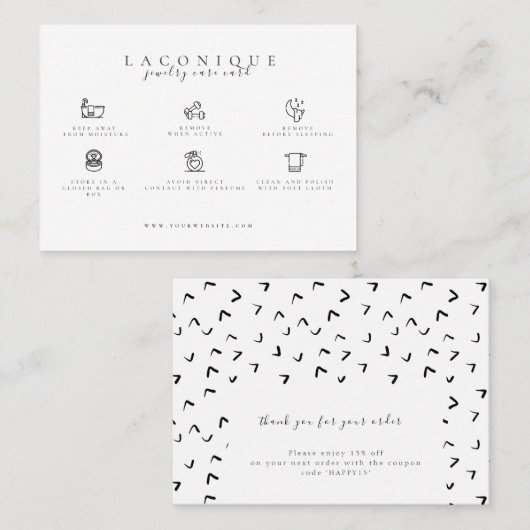 Hinweise zur Schmuckpflege | Earring Care | Doodl Visitenkarte (Vorne/Hinten)