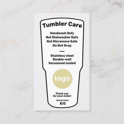 Hinweise zur Tumbler-Betreuung Hinzufügen der Logo Visitenkarte (Vorderseite)