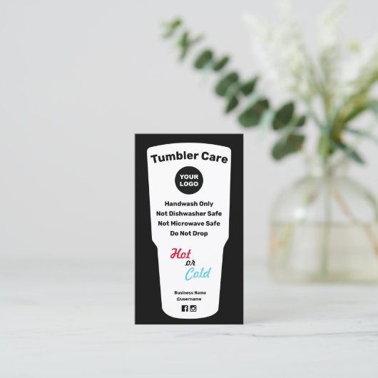 Hinweise zur Tumbler-Pflege Logo hinzufügen Visitenkarte (Stehend Vorderseite)