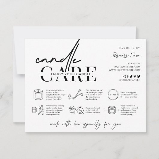 Hinweise zur Warnung bei Minimalistischen Kerzen-K Dankeskarte (Vorderseite)