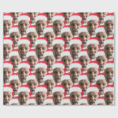 Hinzufügen Custom Face Foto Funny Santa Head Weihn Geschenkpapier (Flach)