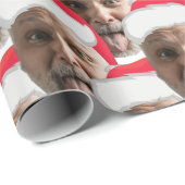 Hinzufügen Custom Face Foto Funny Santa Head Weihn Geschenkpapier (Rolleneckpunkt)