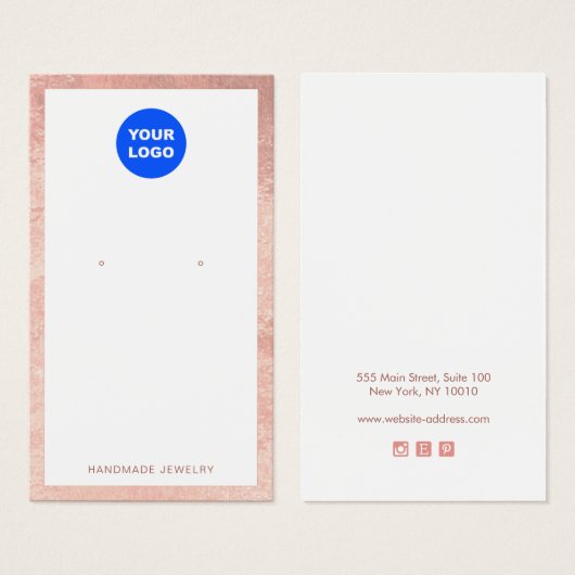 Hinzufügen der Logo-Rose Gold Border Earring-Displ (Vorne & Hinten)