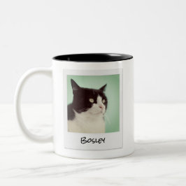 Hinzufügen der Retro-Sofortkamera für Ihr Foto Zweifarbige Tasse