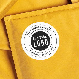 Hinzufügen der schwarzen Rücksendeadresse Ihres Lo Runder Aufkleber