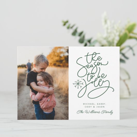 HINZUFÜGEN DES FOTOS | Die Jahreszeit für Jolly Einladung (Stehend Vorderseite)