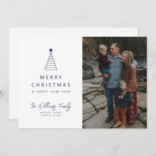 HINZUFÜGEN DES FOTOS | Frohe Weihnachten Geo Tree Einladung (Vorne/Hinten)