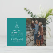 HINZUFÜGEN DES FOTOS | Frohe Weihnachten Geo Tree Einladung (Stehend Vorderseite)