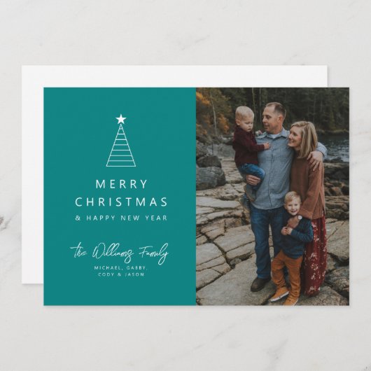 HINZUFÜGEN DES FOTOS | Frohe Weihnachten Geo Tree Einladung (Vorne/Hinten)