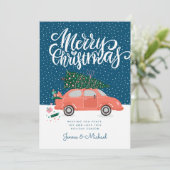 HINZUFÜGEN DES FOTOS | Frohe Weihnachts-Winterwage Einladung (Stehend Vorderseite)