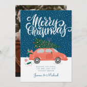 HINZUFÜGEN DES FOTOS | Frohe Weihnachts-Winterwage Einladung (Vorne/Hinten)