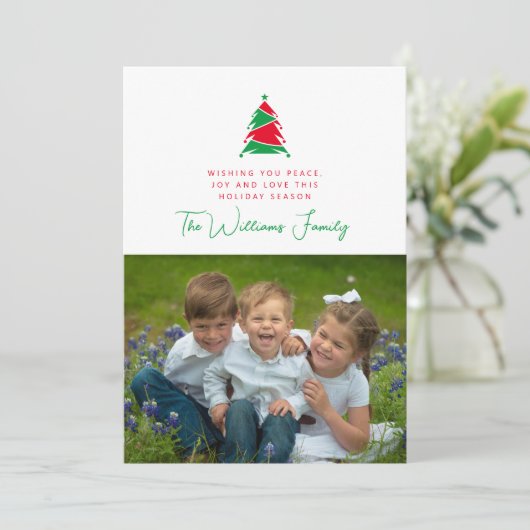 HINZUFÜGEN DES FOTOS | Frohe Weihnachtsbaume Einladung (Stehend Vorderseite)