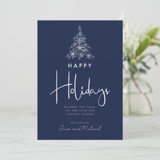 HINZUFÜGEN DES FOTOS | Schneeflockenbaum Einladung (Stehend Vorderseite)