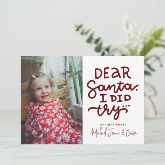 HINZUFÜGEN DES FOTOS | Sehr geehrter Weihnachtsman Einladung (Stehend Vorderseite)