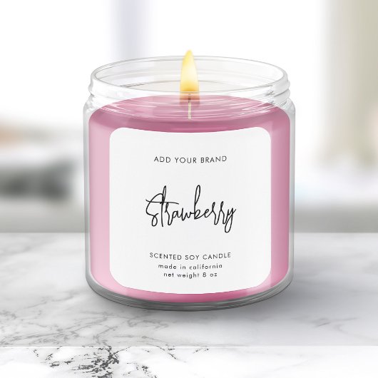 Hinzufügen des Markennamens "Modernes Skript"-Mini Quadratischer Aufkleber